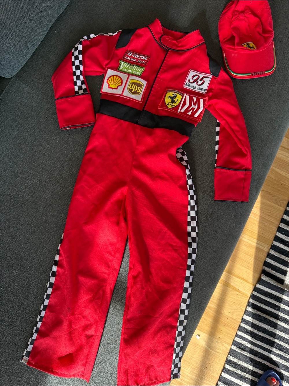 Kids Red Race Car Driver Costume with Ferrari Cap